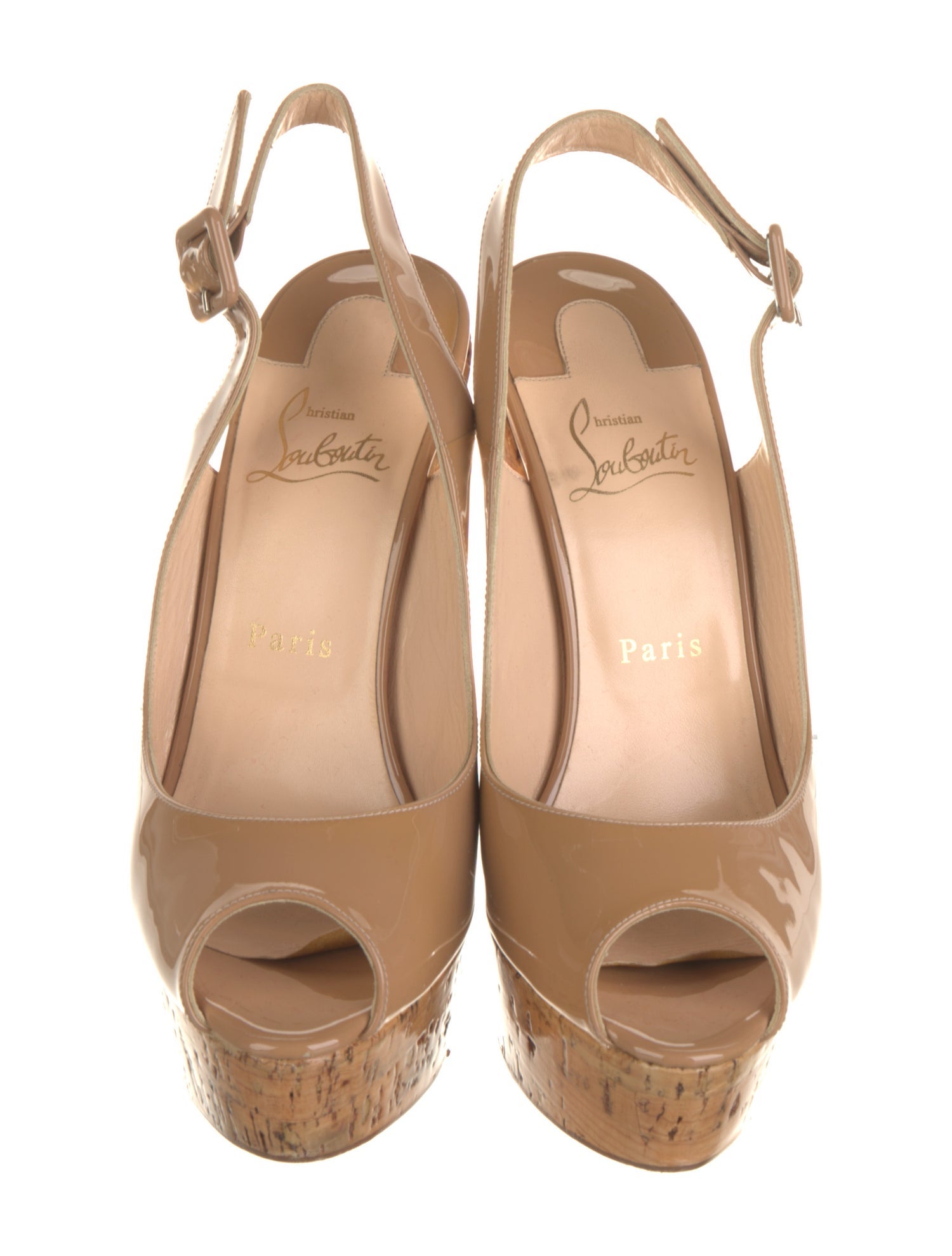 Christian Louboutin Patent Leather Cutout Accent Slingback Pumps